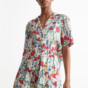 &OTHER STORIES Button-Front Short Sleeve Jumpsuit - Red & Multicolor